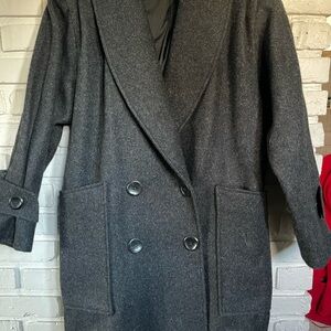Vintage International Scene Gray Wool Coat Made in Yugoslavia Size 7/8